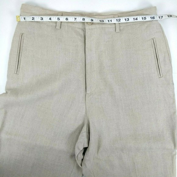 Relativity Size 14 100% Linen Beige Wide Leg Pockets Lagenlook Cropped Pants - Picture 4 of 9